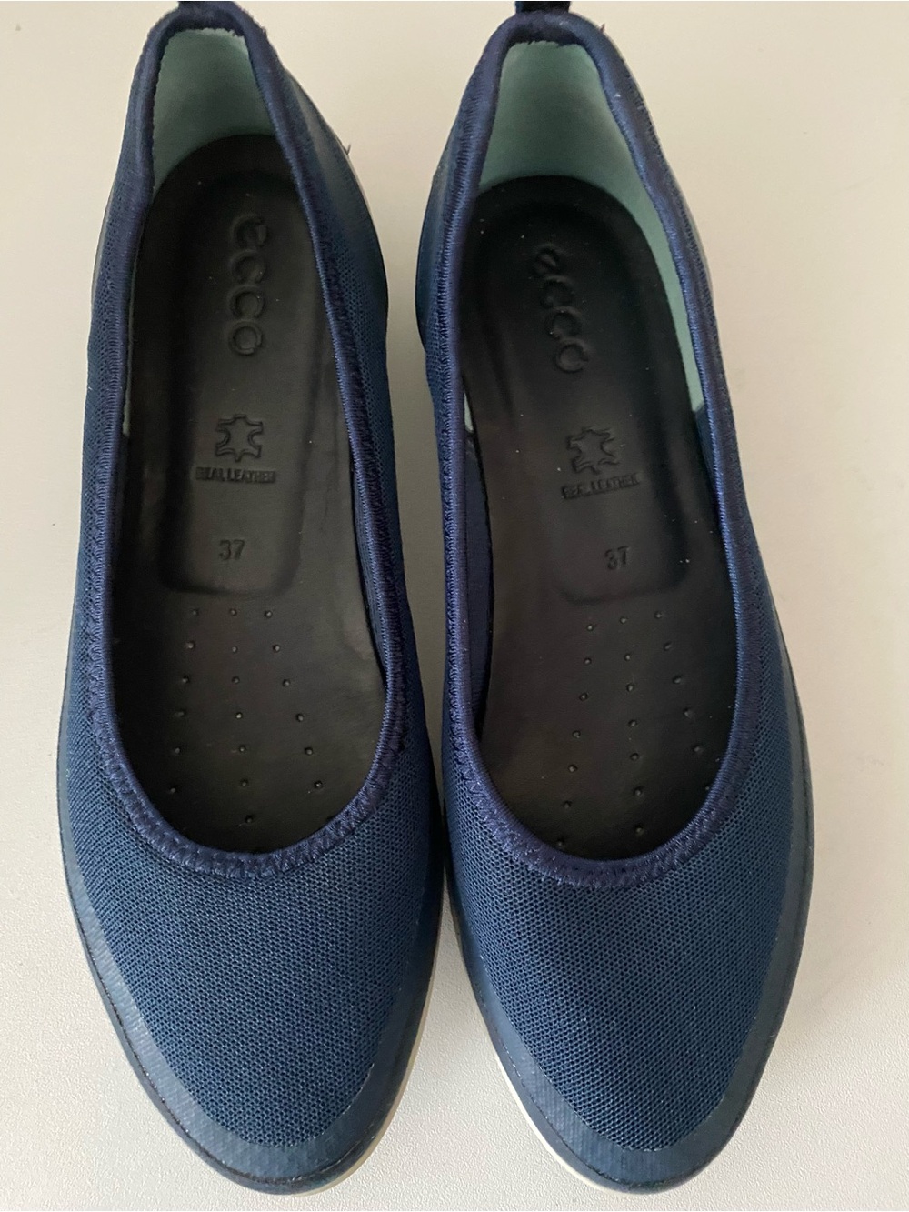Ecco Navy Textile Ballet Flats